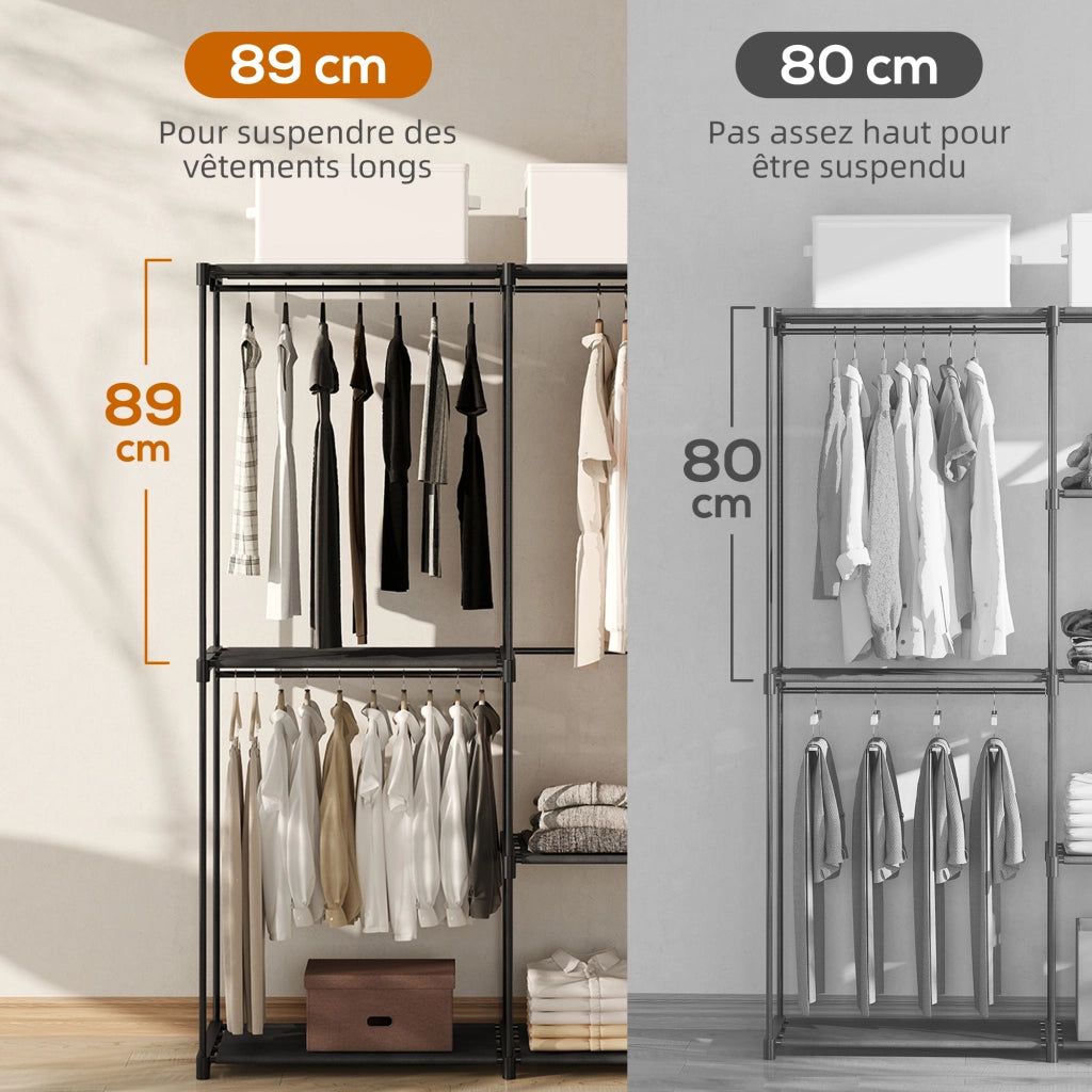 Armadio Guardaroba con Appendiabiti e Ripiani ¨C Minimal ¨C 111x43x185 cm Nero