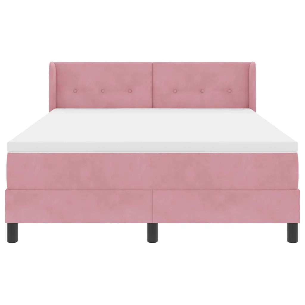 Letto a molle con testiera Rosa 190 x 140 cm Velluto 3341467