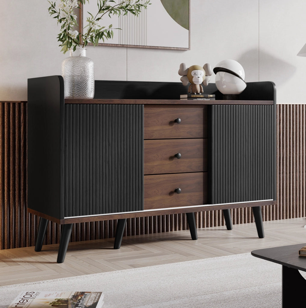 Sideboard con 3 cassetti e porte scorrevoli; 117;5x40x80 cm; nero