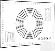 Mat di silicone grande da 60 x 80 cm, antiscivolo, antipolvere con misurazione, per fondente, dolci, pizza, inerte ai BPA (nero + raschiatore)