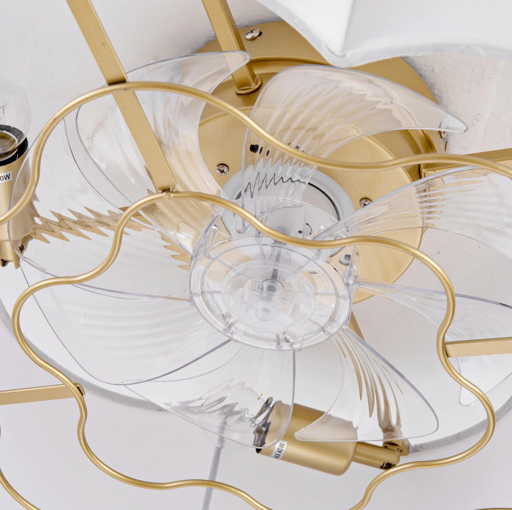 Ventilatore da soffitto con luce; controllo App e telecomando; 53 x 49;5 x 23 cm; beige e oro