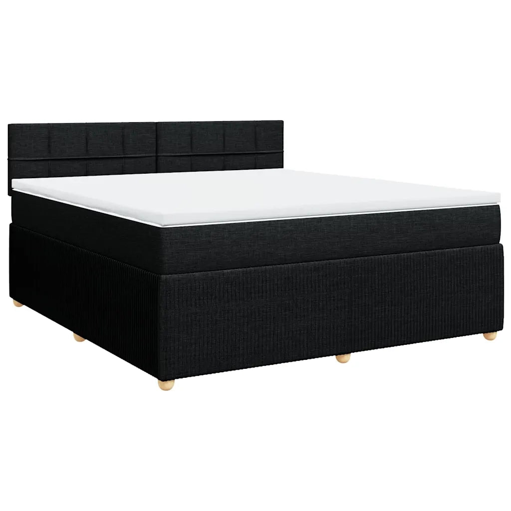 Giroletto a Molle con Materasso Nero 180x200 cm in Tessuto