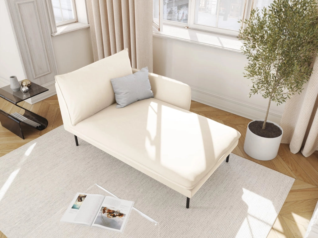 Cosmopolitan Design - Chaise longue destra "Vienna" in velluto beige chiaro 