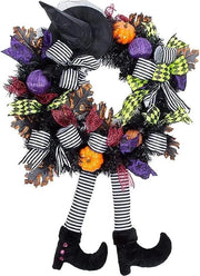 Decorazione di Halloween - Catena di streghe nera con cappello e gambe - Zucca per interni e esterni della casa decorazione di Halloween