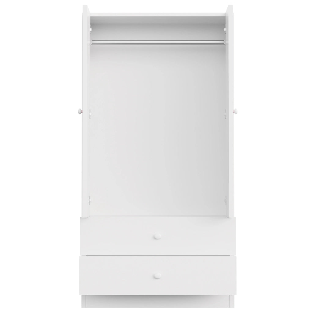 Armadio con asta appendiabiti e 2 cassetti; struttura stabile; in MDF; bianco; per camera da letto e cabina armadio; 70×40×170 cm