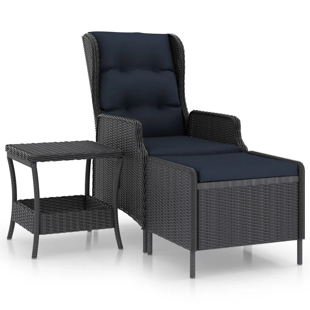 Set Divani da Giardino 2 pz con Cuscini Polyrattan Grigio Scuro cod mxl 42230