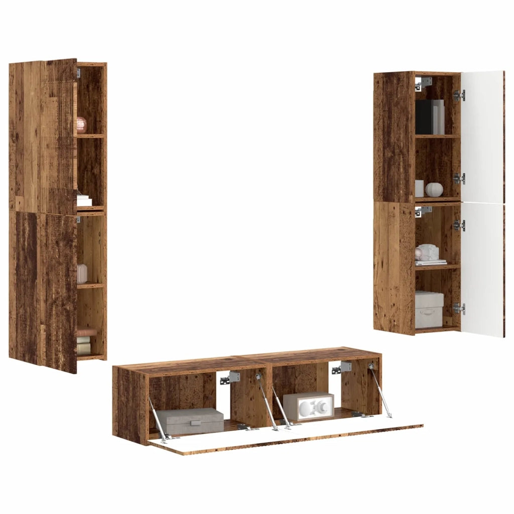 Set mobile TV 6 pz-Credenza per TV Legno vecchio Legno multistrato 780437