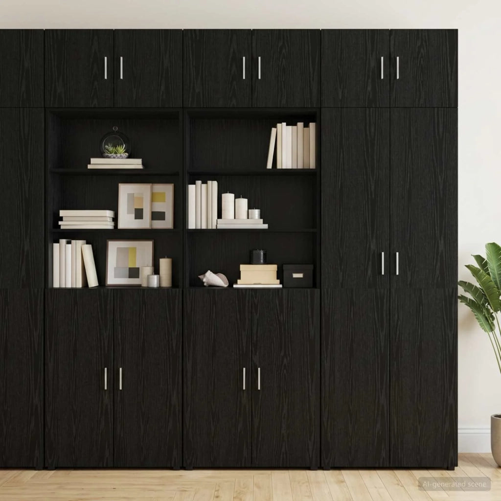 Armadio per la conservazione con ripiani Rovere Nero 3446669