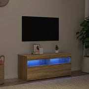 Mobile Porta TV con Luci LED Rovere Sonoma 90x35x40 cm 804385