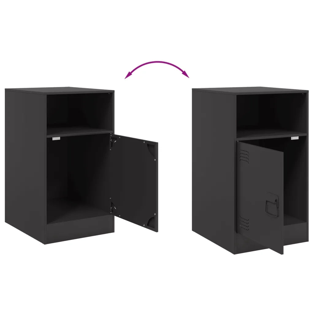 Set di 2 Comodini | Armadio da Notte | Mobiletto da notte Neri 34,5x39x62 cm in Acciaio