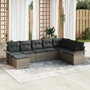 Set Divano da Giardino con cuscino 8 pcs Grigio polyrattan