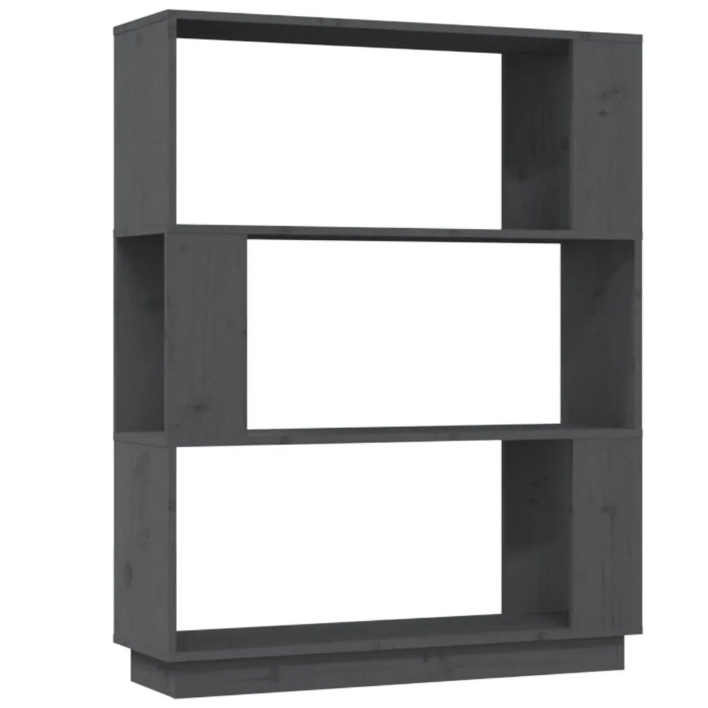Libreria Divisorio-Scaffale per Libri-Mobile di Stoccaggio Grigio 80x25x101 cm Legno Massello di Pino
