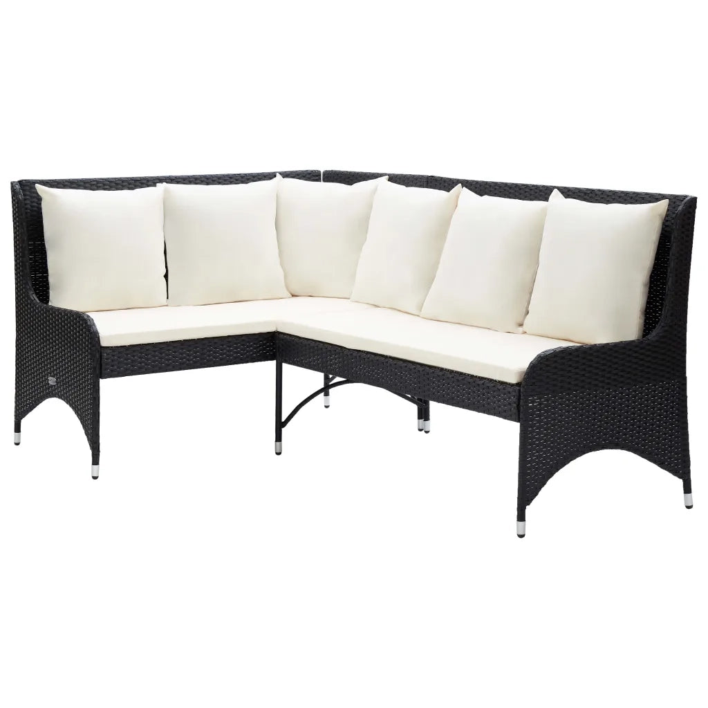 Divani Angolari da Giardino 2 pz in Polyrattan Nero cod mxl 70661