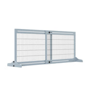 EasyComfort Cancellino per Cani Estensibile da Interno in Legno e Acciaio, 104-180x36x69cm, Blu-grigio