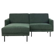 Divano angolare in poliestere verde scuro 192 x 155 Divano a 2 posti imbottito con gambe in metallo, tessuto e schienale imbottito, moderno e minimalista