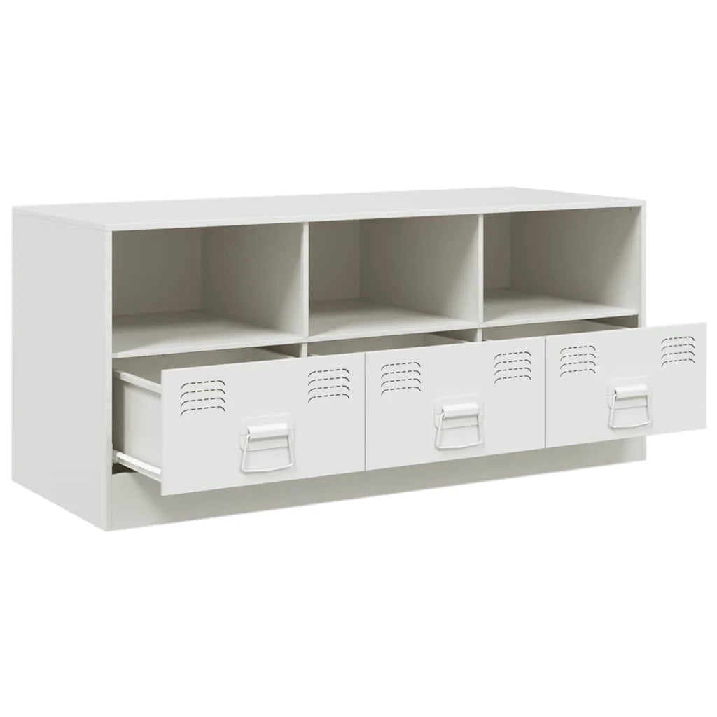 Mobile TV multimediale mensola TV credenza TV per sala da pranzo soggiorno camera da letto 99 x 39 x 44 cm acciaio bianco 02_0026367