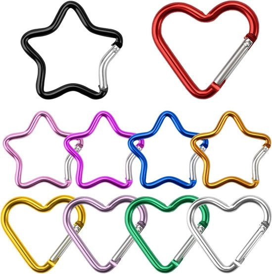 Decine di Clip di Carabiner in Alluminio Robusto - Disegno a Cuore per Attività All'Aperto