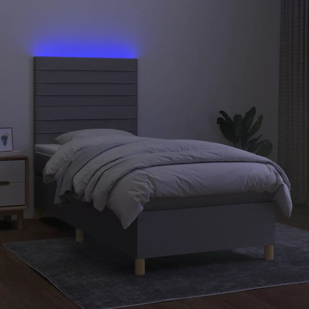 Letto a Molle Materasso e LED Grigio Chiaro 80x200 cm Tessuto 3135469