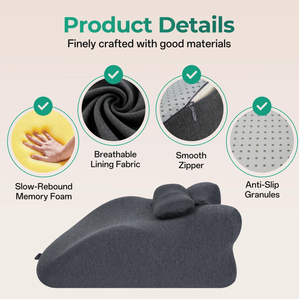 Cuscino ergonomico in memory foam ¨C Minimal ¨C grigio scuro, per sollievo reflusso e dolori schiena