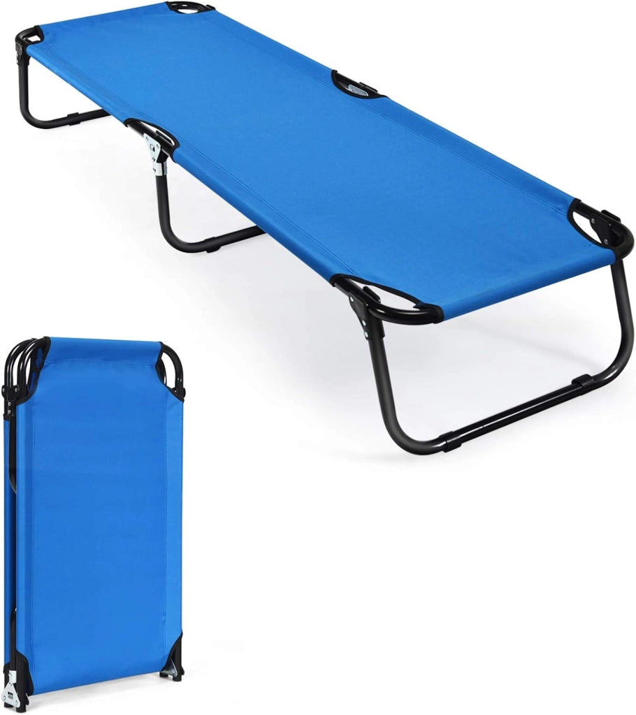 Letto Pieghevole per Campeggio, Letto Portatile con Base in Metallo per Interni ed Esterni, Capacità di Carico di 150 kg per Viaggi, Escursionismo, Pesca, 192x56x31cm
