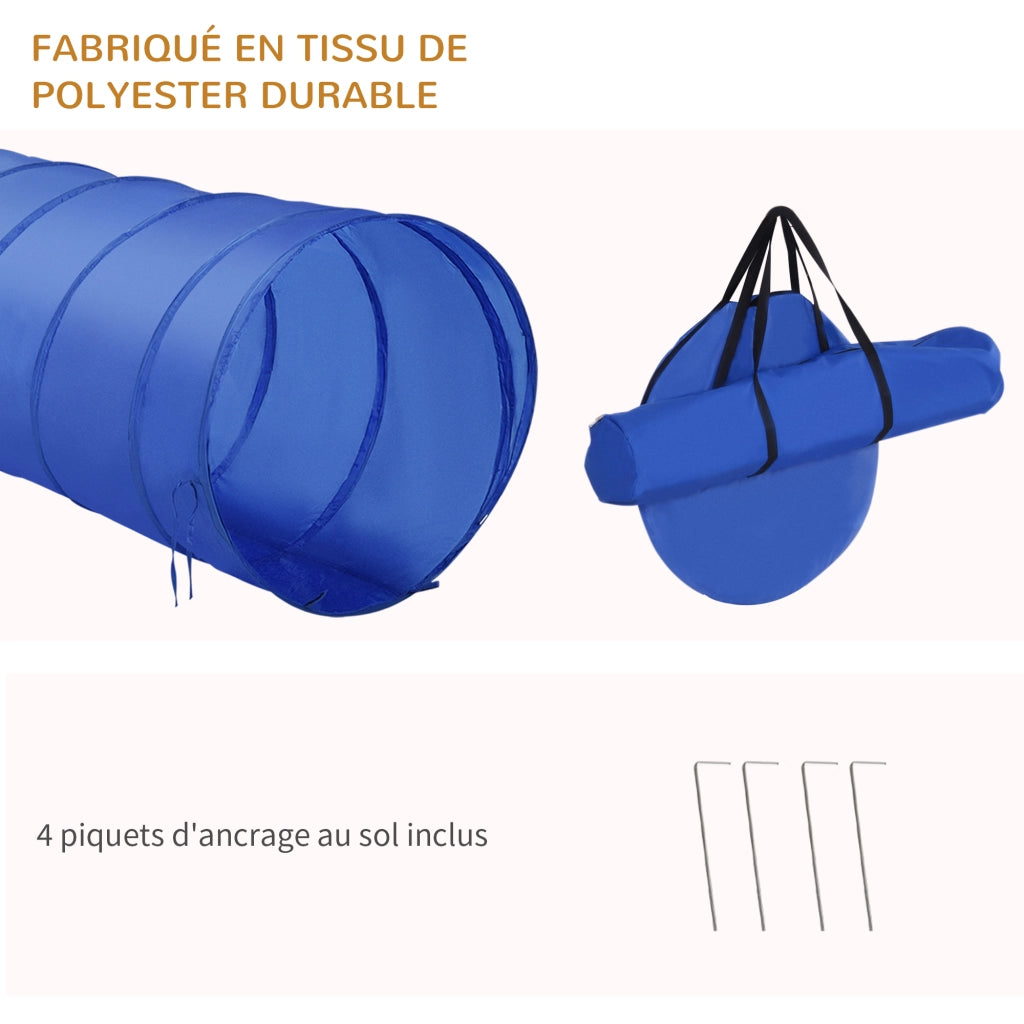 Set completo agility per cani con ostacoli, tunnel, slalom e zona relax ¨C zephmum ¨C blu e giallo