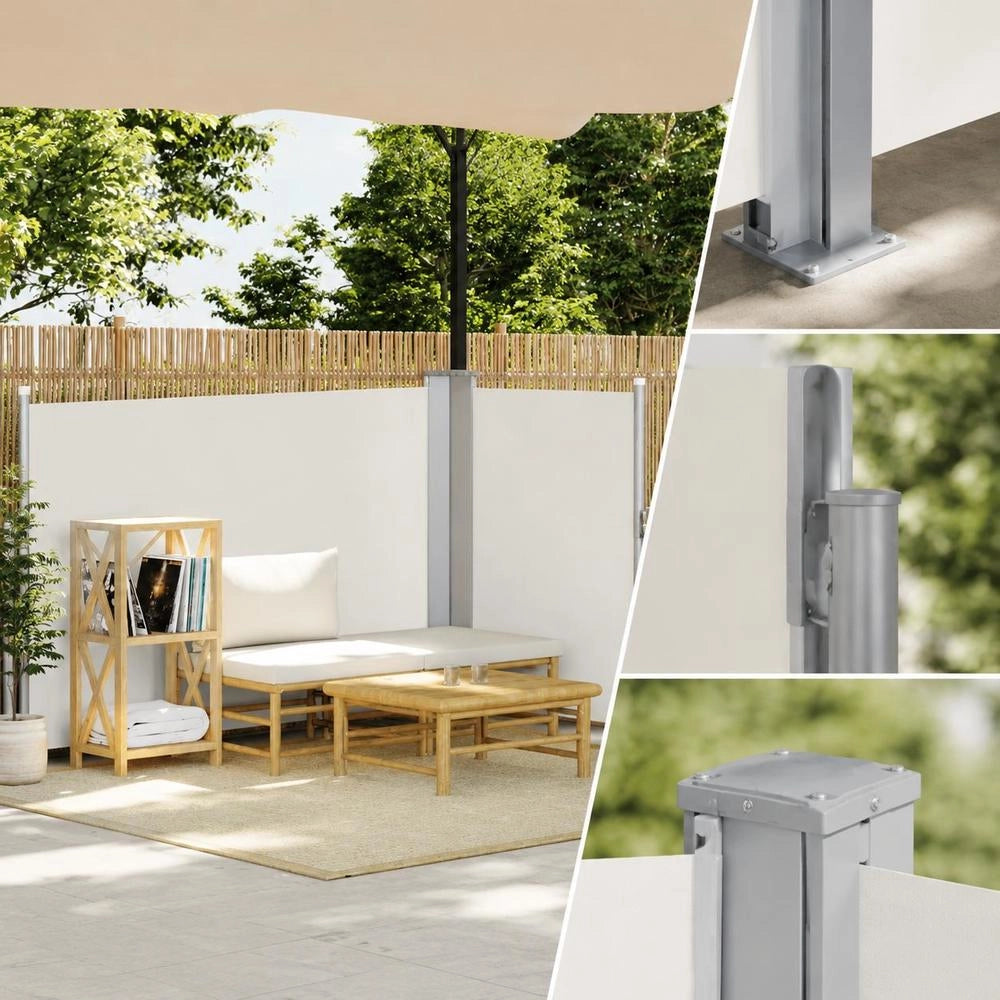 Extendable Side Awning, Cream White, 100 X 600 Cm