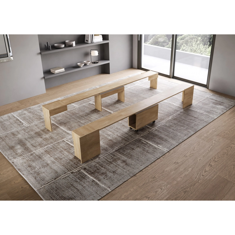 Consolle allungabile 90x42/302 Evolve con Panca inferiore e superiore 72x26/300 - Quercia Natura
