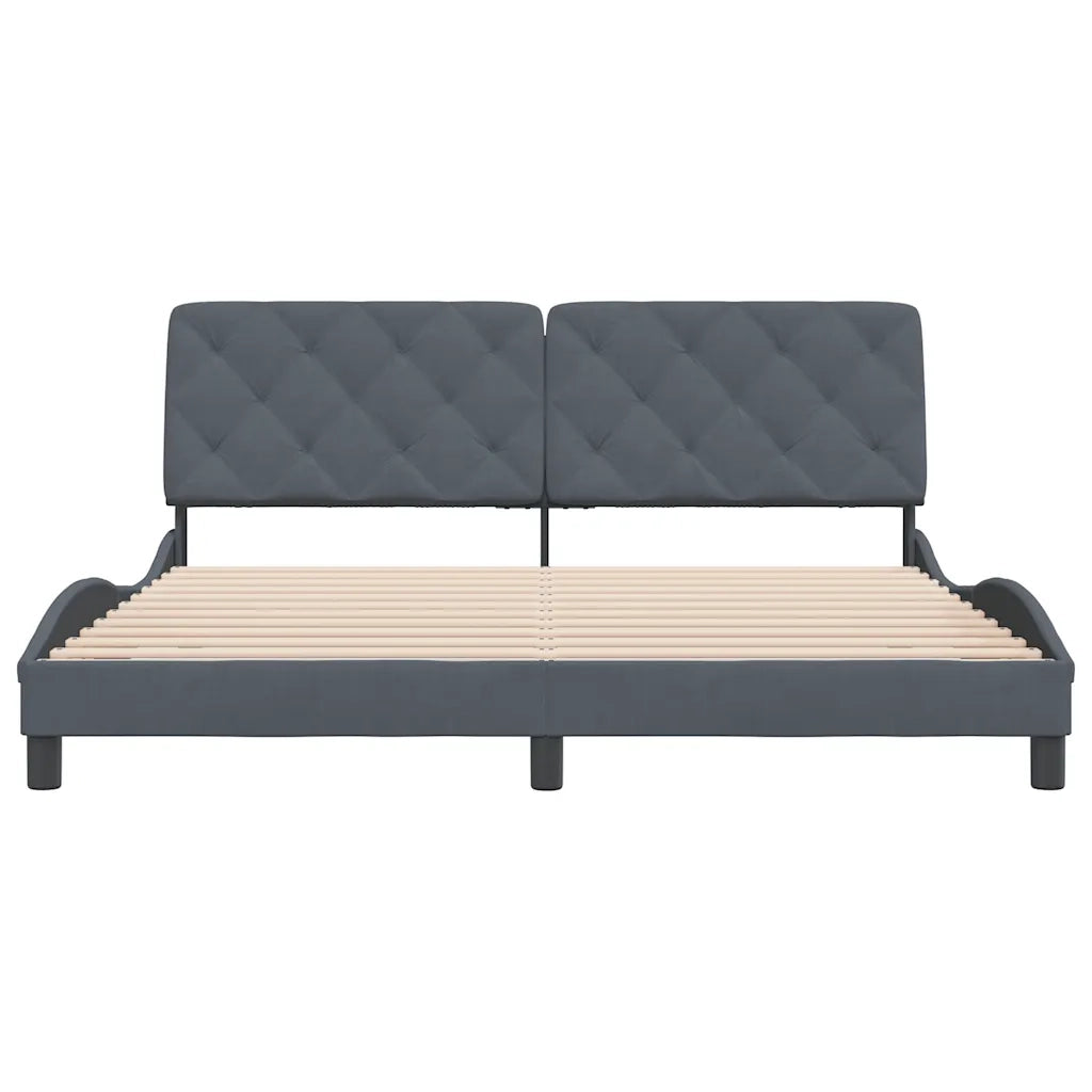 Giroletto senza Materasso Grigio Scuro 180x200 cm Velluto