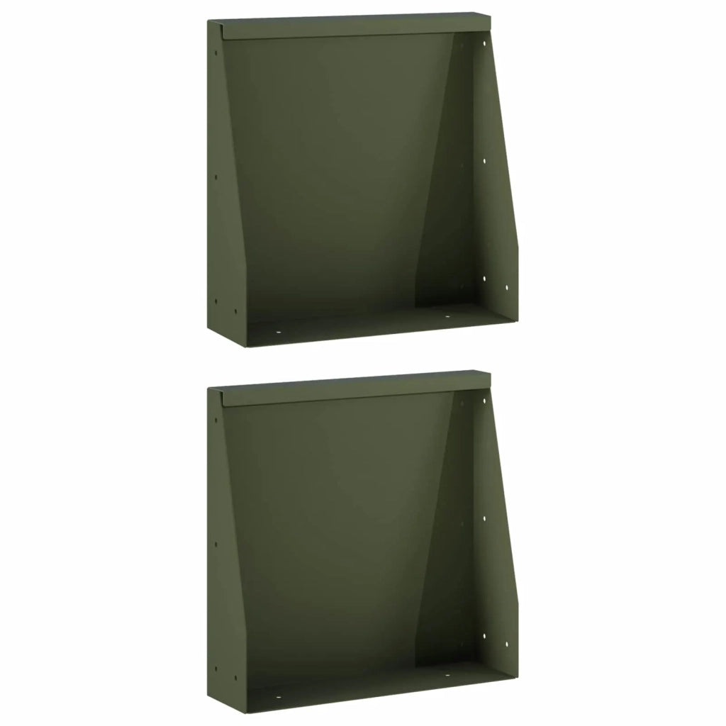 Muro di contenimento 2 pz 40 x 12 x 30 cm Acciaio Verde Oliva 8015244