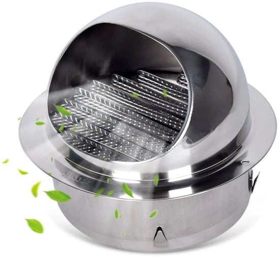 Ventilatore a soffitto rotativo in acciaio inossidabile - 130mm - Reticolo antinsettico - Adatto per esterni - Resistente alla pioggia