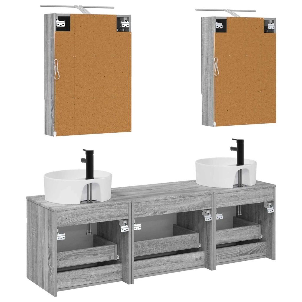 Set di Armadi da Bagno 5 pcs Sonoma grigio 50 x 14,5 x 70 cm 3406604