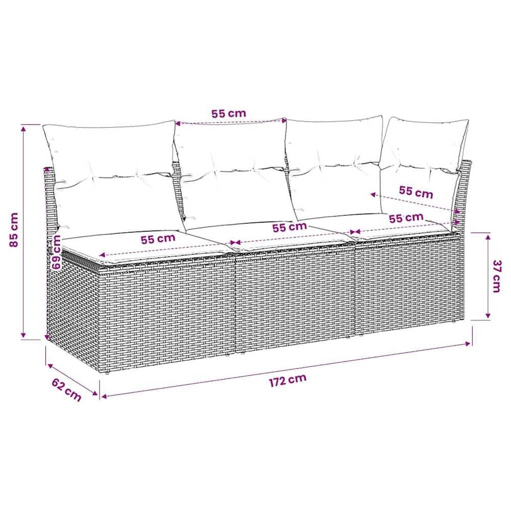 Garden Sofa With Cushions 3-seater Beige Poly Rattan