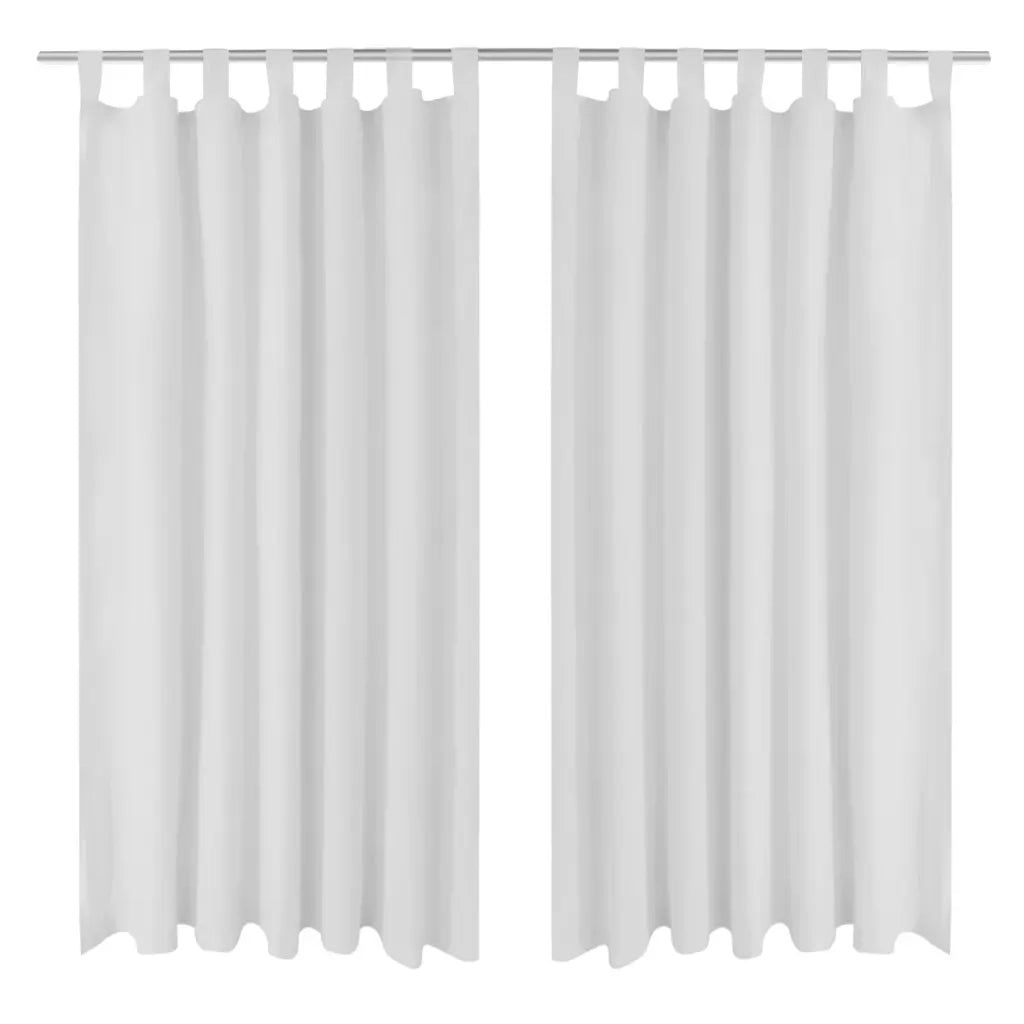 Tende in Micro-Raso Bianche 2 pz con Occhielli 140 x 175 cm