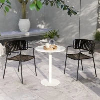 Tavolo da Cucina Rotondo per 2 Persone dal Design Moderno in Acciaio, Ø60x72 cm, Bianco
