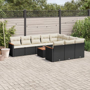 Set Divani da Giardino 11 pz con Cuscini in Polyrattan Nero 3258745