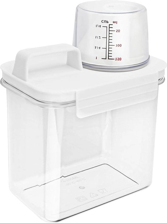 Cassa di stoccaggio per detersivo e candeggina - dispenser a chiusura ermetica con misurino - contenitore di stoccaggio per muesli con capacità di 1100 ml