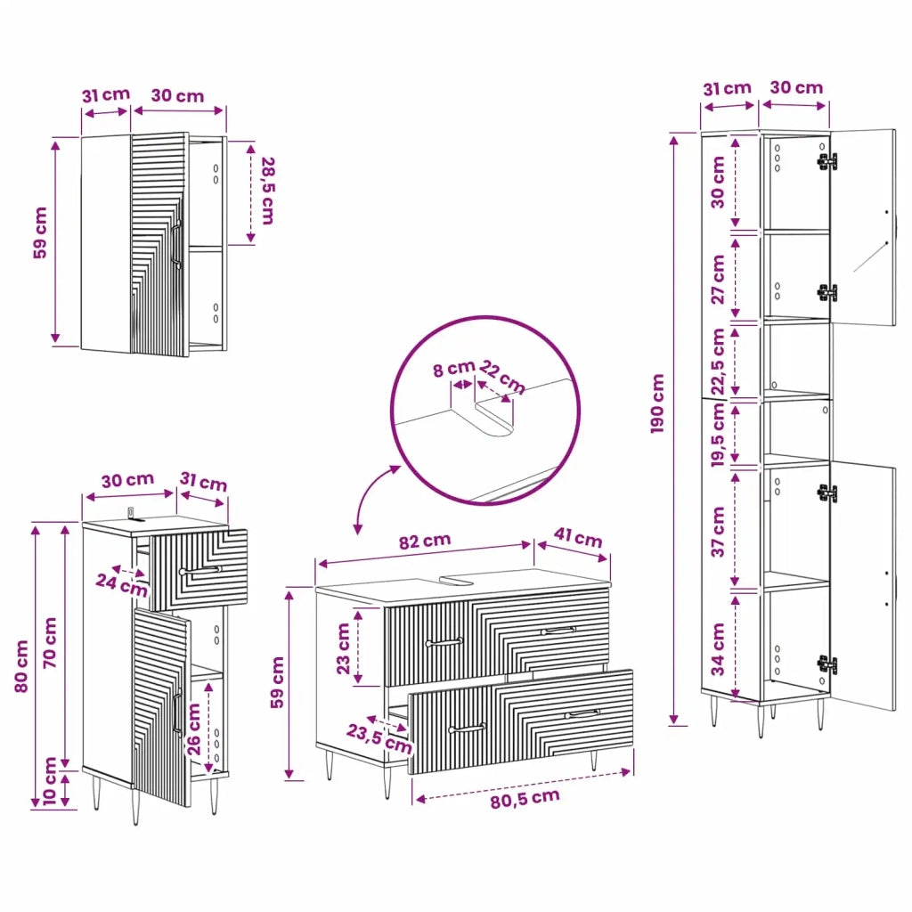 Set di Mobili da Bagno da 4 Pezzi HAARLEM Rovere Sonoma 3417938