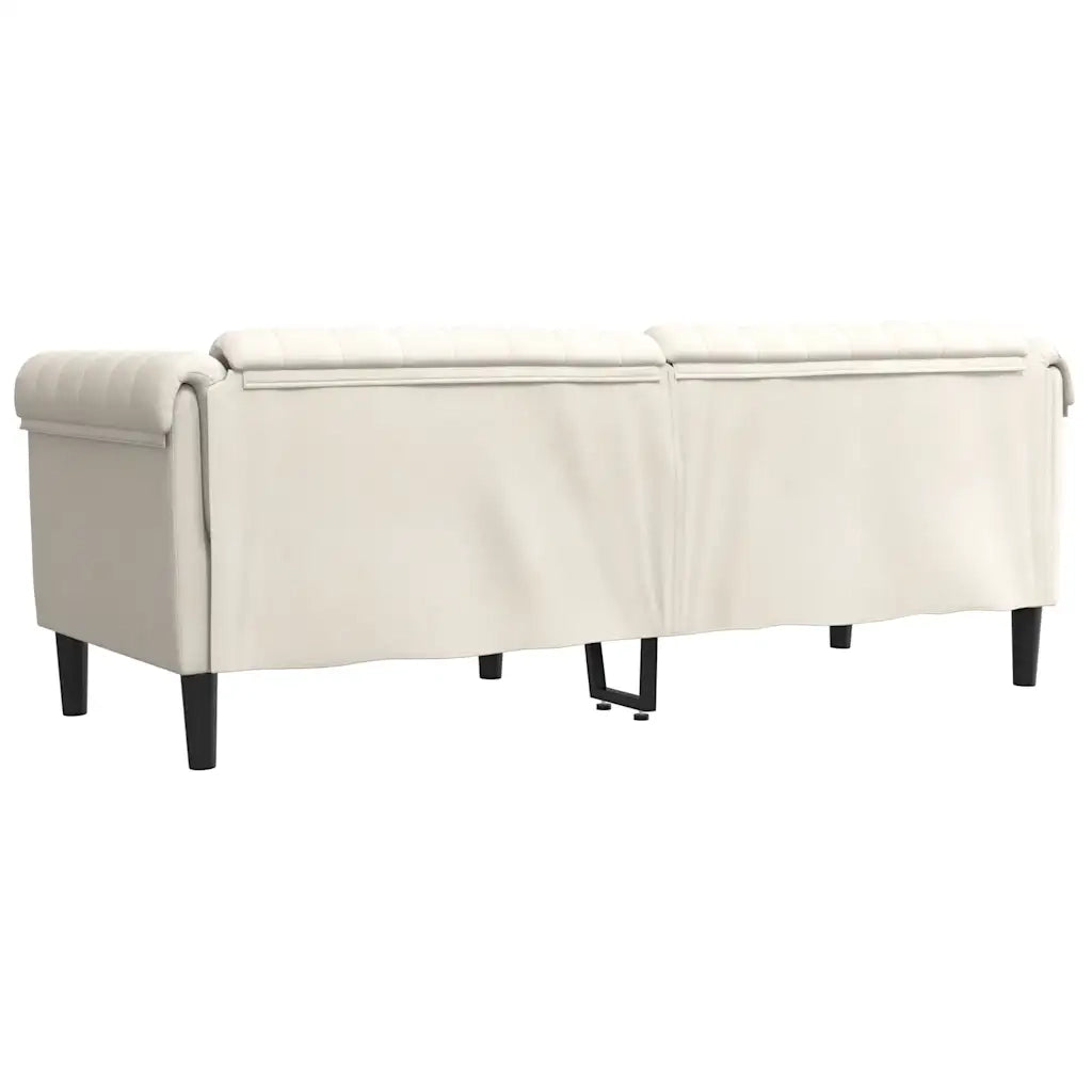 Divano a 3 Posti-Sofa 3 Posti Crema in Velluto