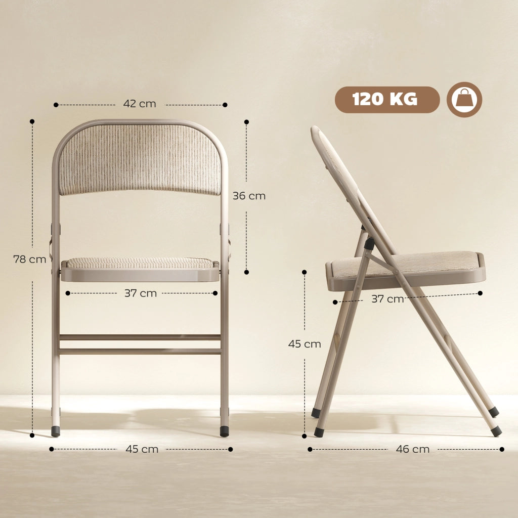 Sedia Pieghevole ¨C zephmum ¨C Beige, Lino Sintetico, Acciaio, 45x46x78 cm