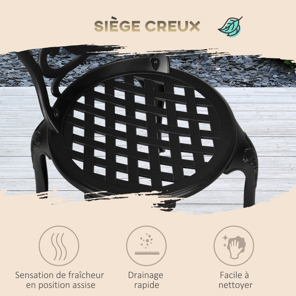 Set divano da giardino 2 posti con sedie e tavolino ¨C zephmum ¨C nero, polyrattan, metallo