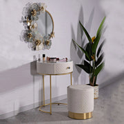 Mobile da Trucco Mbale, Toeletta un Cassetto, 52x52x70h cm Bianco Crema
