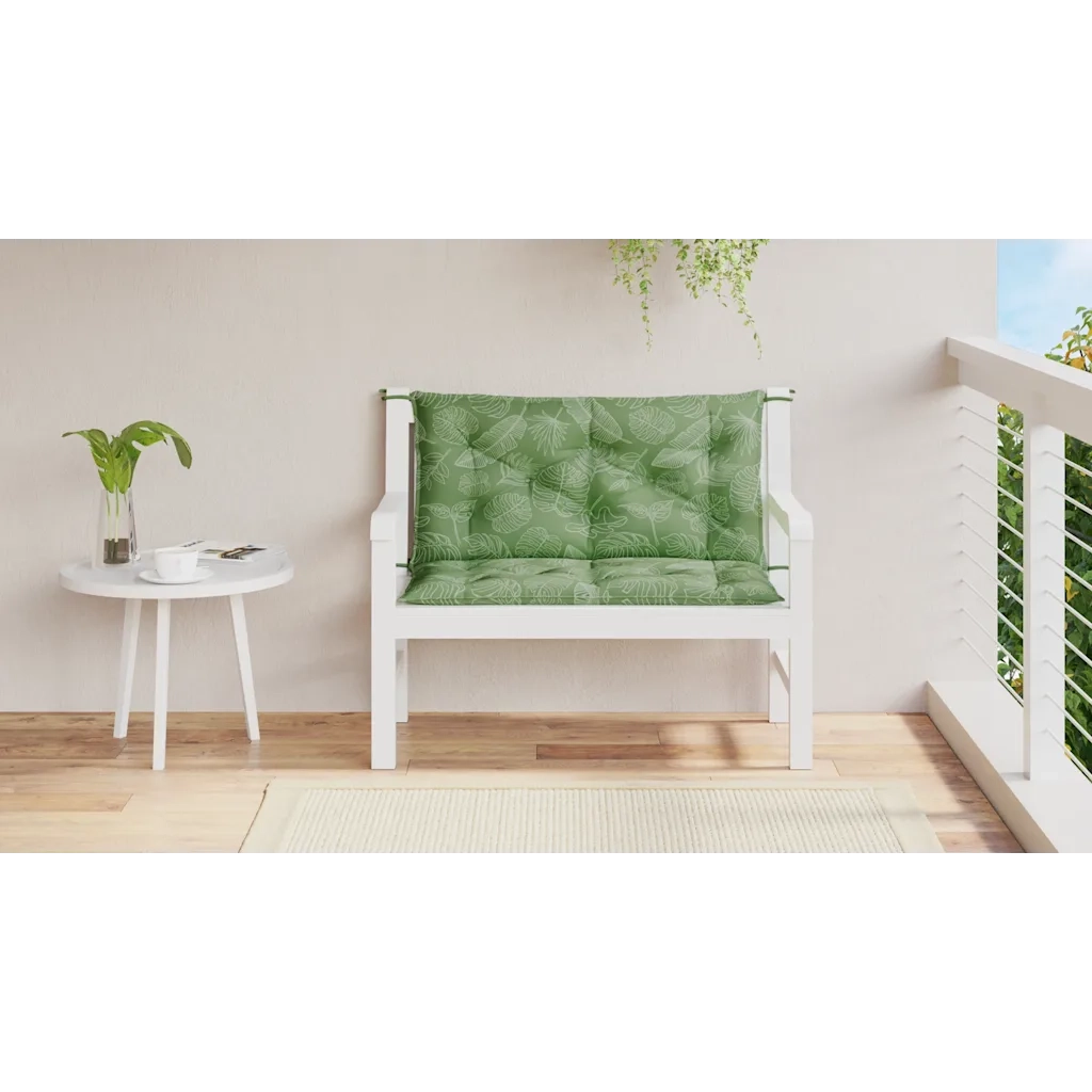 Cuscini Panca Giardino 2 pz Motivo a Foglie 100x50x7 cm Tessuto