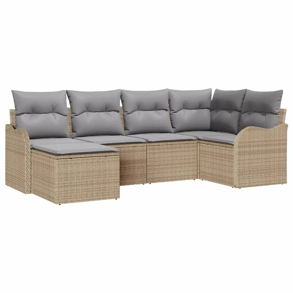 Set Divano da Giardino 6 pcs beige e grigio chiaro Poly Rattan 3354439