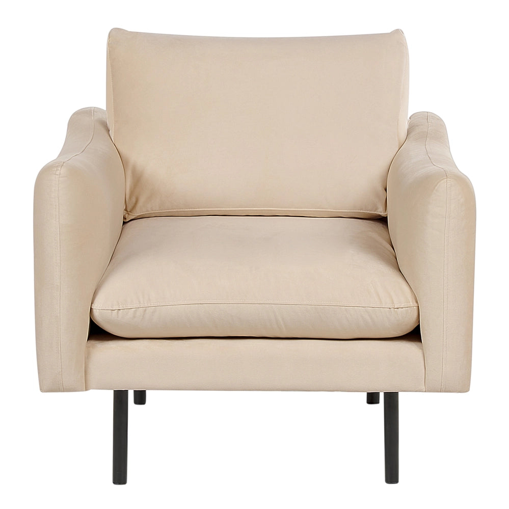 Poltrona moderna in velluto Beige con gambe nere Stile Retrò Moderno