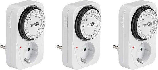 Timer analogico per interruttore 3500 W con manovella meccanica - timer a intervalli di 15 minuti - set di 3 timer a tempo