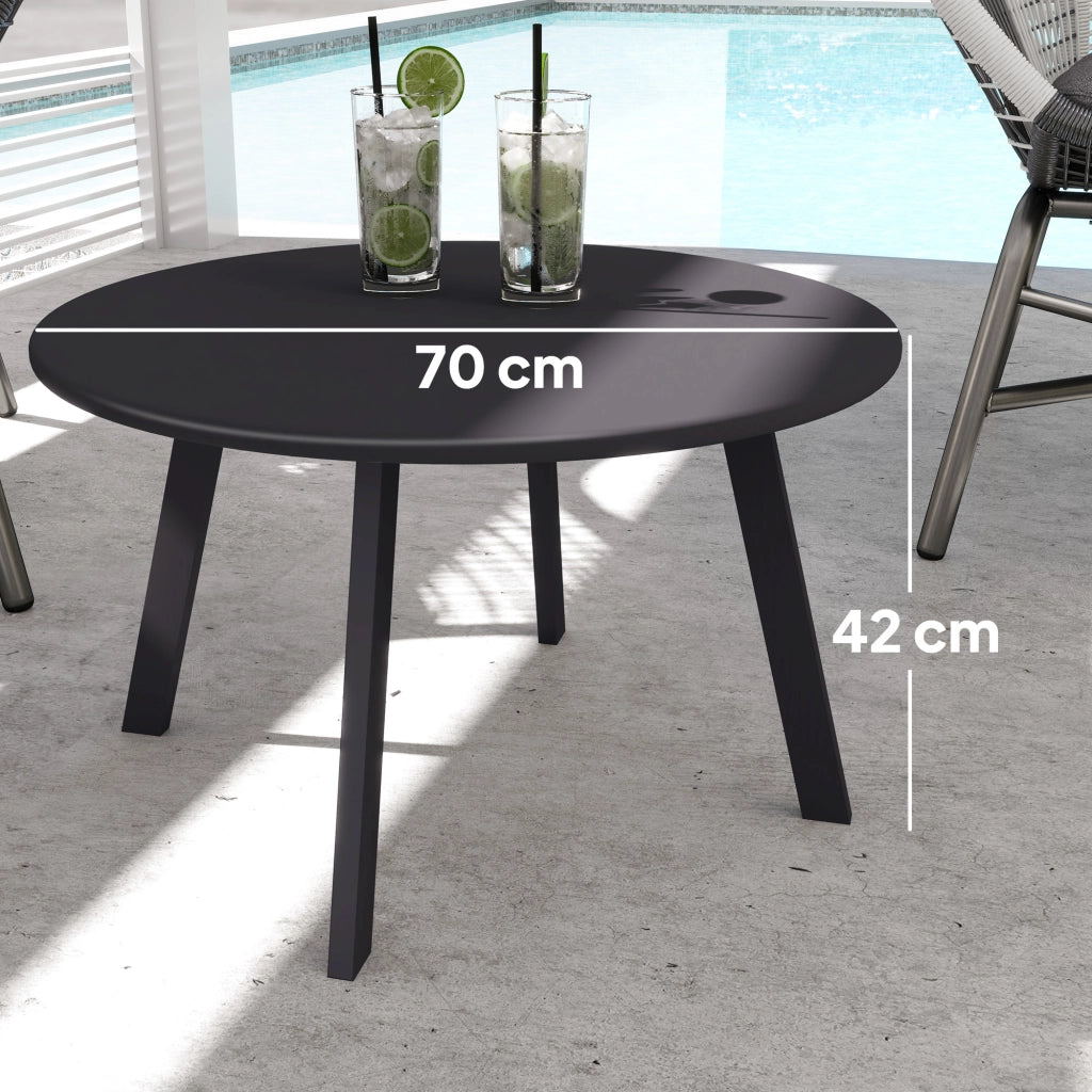 Tavolino da caff¨¨ rotondo in metallo ¨C zephmum ¨C grigio ?70x42 cm
