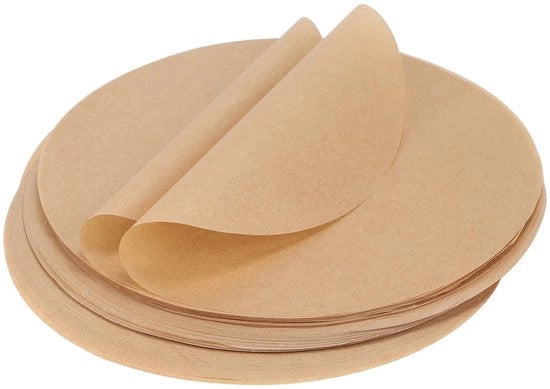 150 pezzi di carta da forno, rotonda, carta da forno antiscotta Ø 28 cm, carta da forno BBQ, resistente al calore, per padelle, teglie, BBQ, pizza, torte, air fryer (brunito)