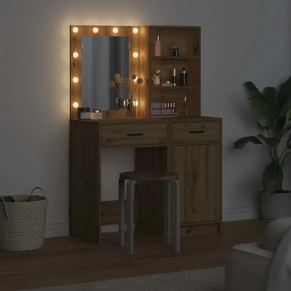Set da tavolo da trucco con LED 2 pcs Rovere artigianale 3334280