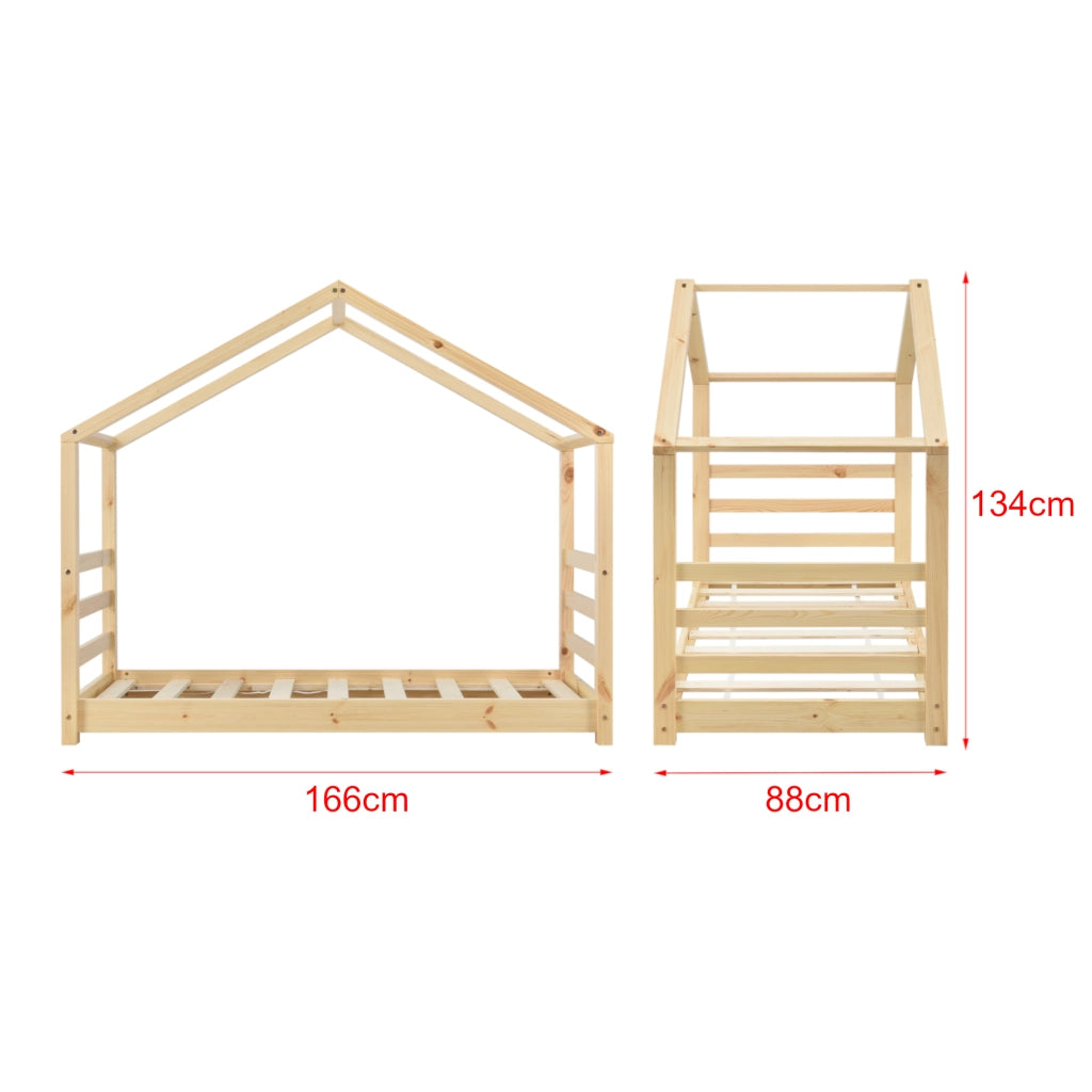 Letto a Casetta per Cameretta Vardø 80x160 cm Legno Naturale [en.casa]