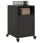 Comodini 2 pz-Set di 2 Tavolino da notte Neri 36x39x59 cm in Acciaio